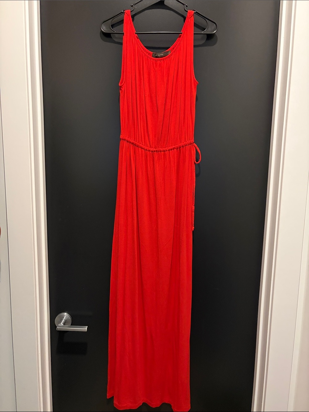 The Limited Sleeveless Red Maxi Dress with Waist Tie